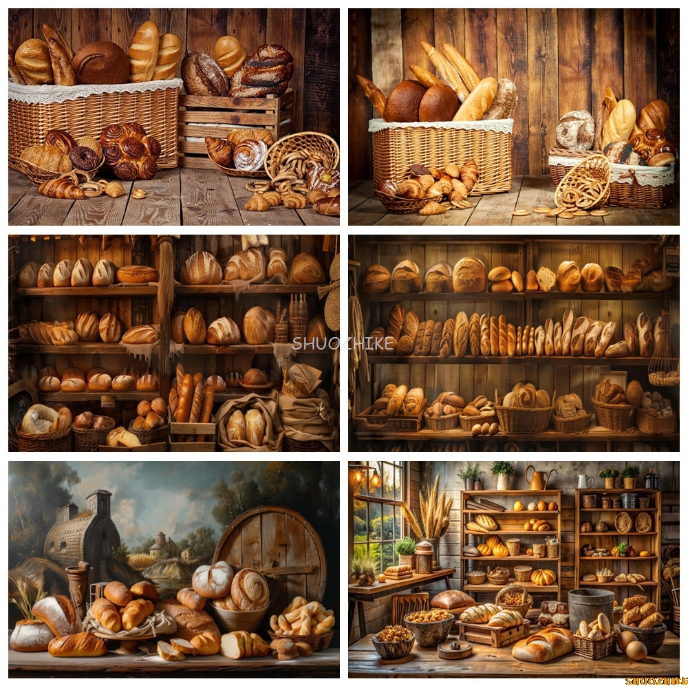 Kitchen Baking Photoshoot - Wooden Planks Kitchen Donut Bread Backdrop