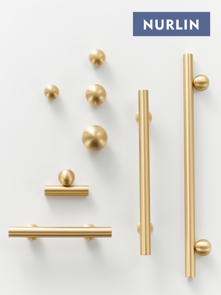 Kitchen Baking Cabinet - Nurlin Brass Round Ball Foot Cabinet