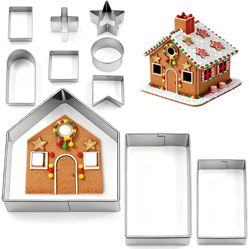 Kitchen And Baking Equipment - 10Pcs Gingerbread House Cookie Cutters Set