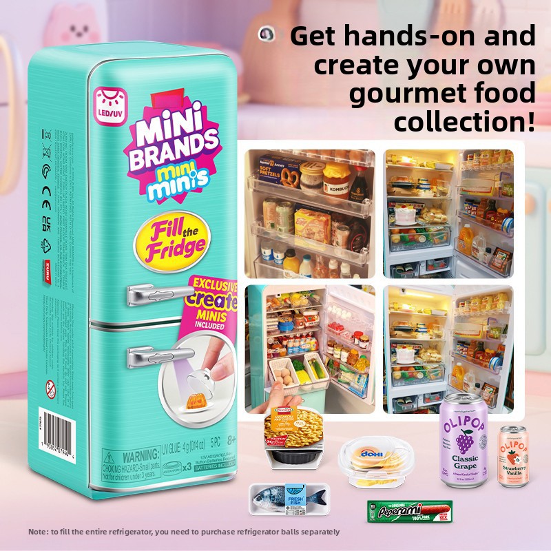 Miniature Baking Kitchen - Led Light Up Mini Refrigerator Toy