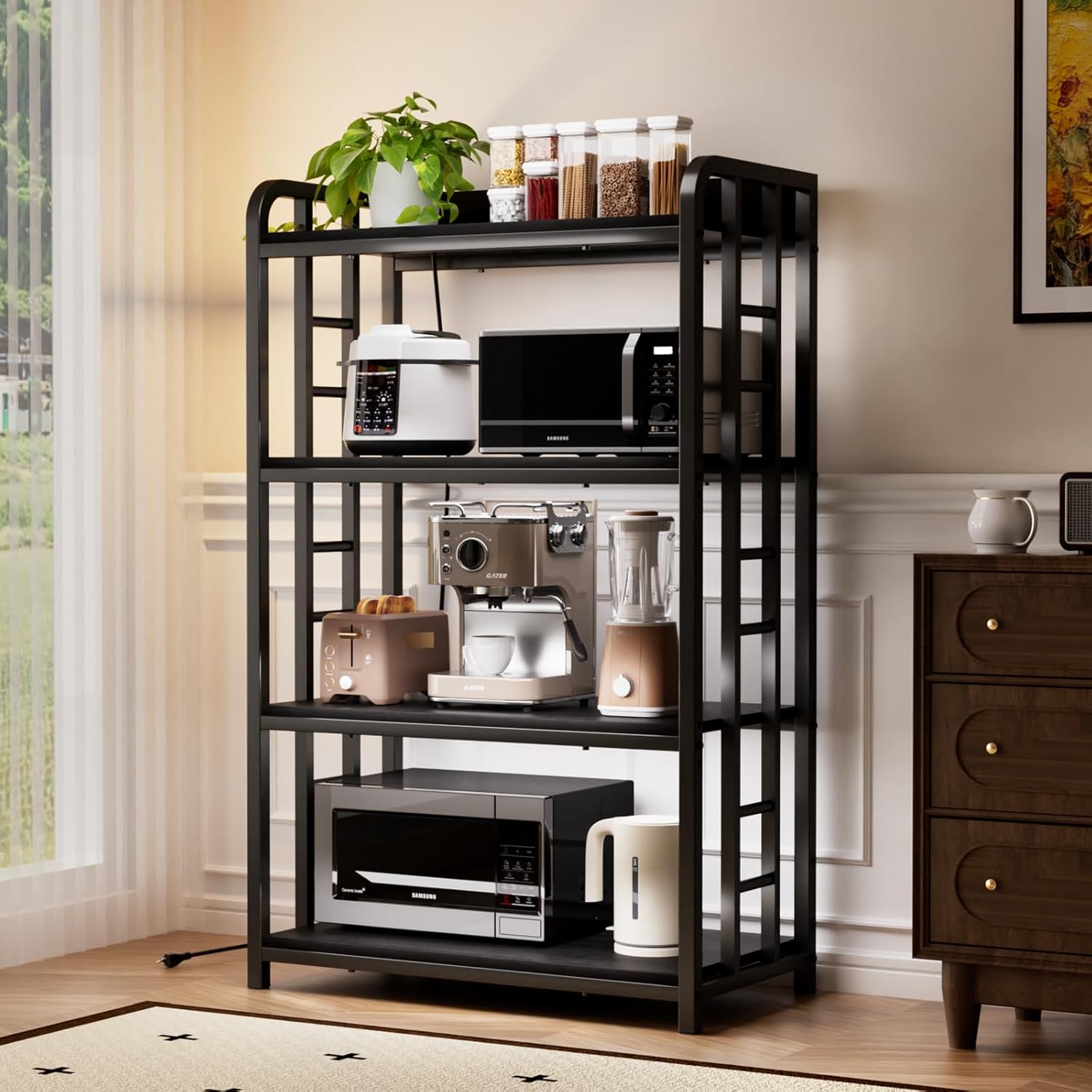 Adjustable Bakers Rack with Po - Kitchen Baker reseña y precio