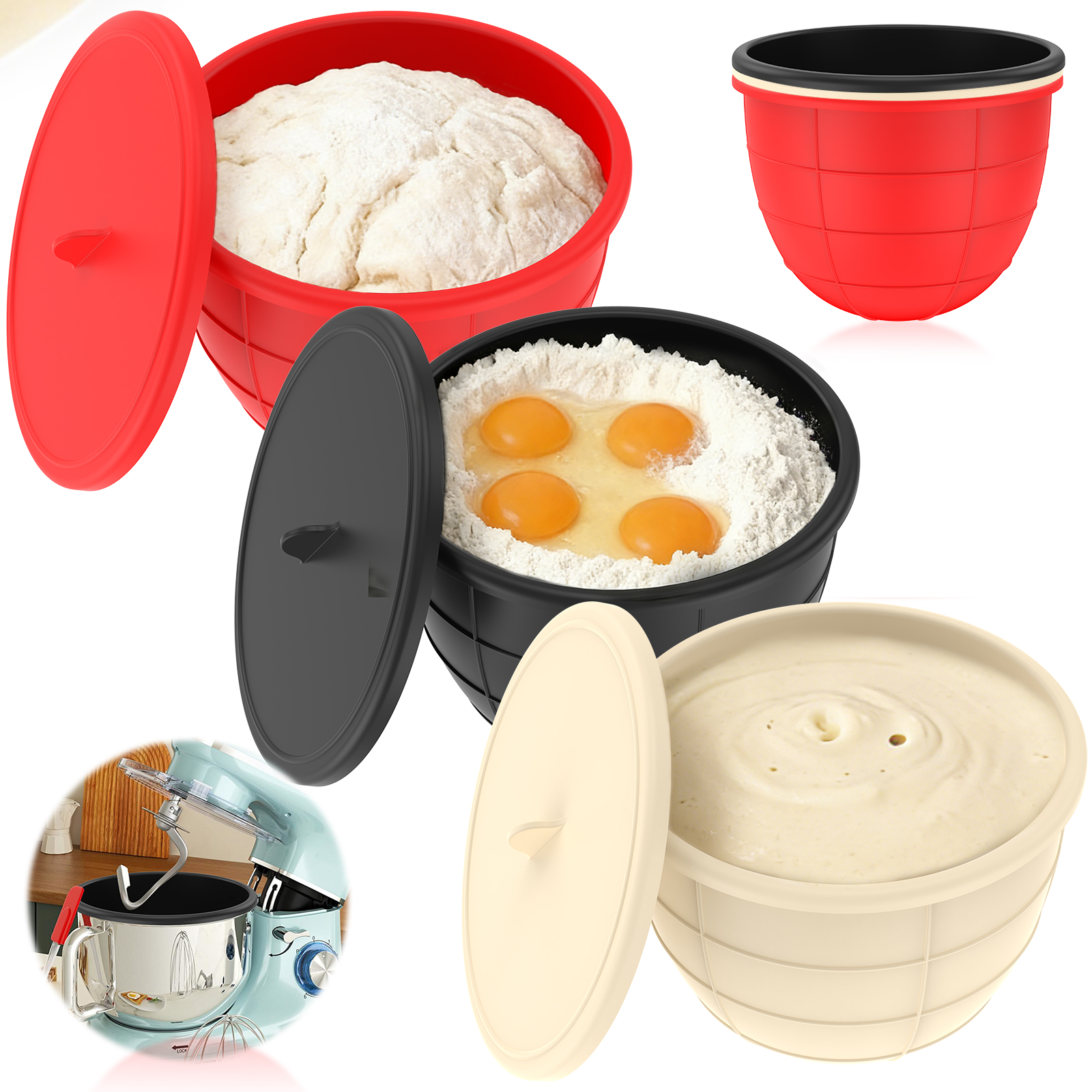 3 Pcs Kitchen Silicone Bowl In - Kitchen Aid Baking Lid reseña y precio