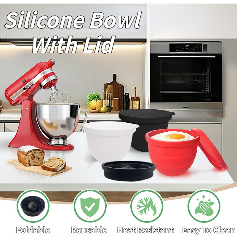 Foldable Silicone Bowl With Li - Kitchen Aid Baking Lid reseña y precio