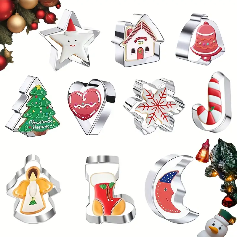 10PC Christmas Cookie Cutter S - Kitchen And Baking Equipment reseña y precio