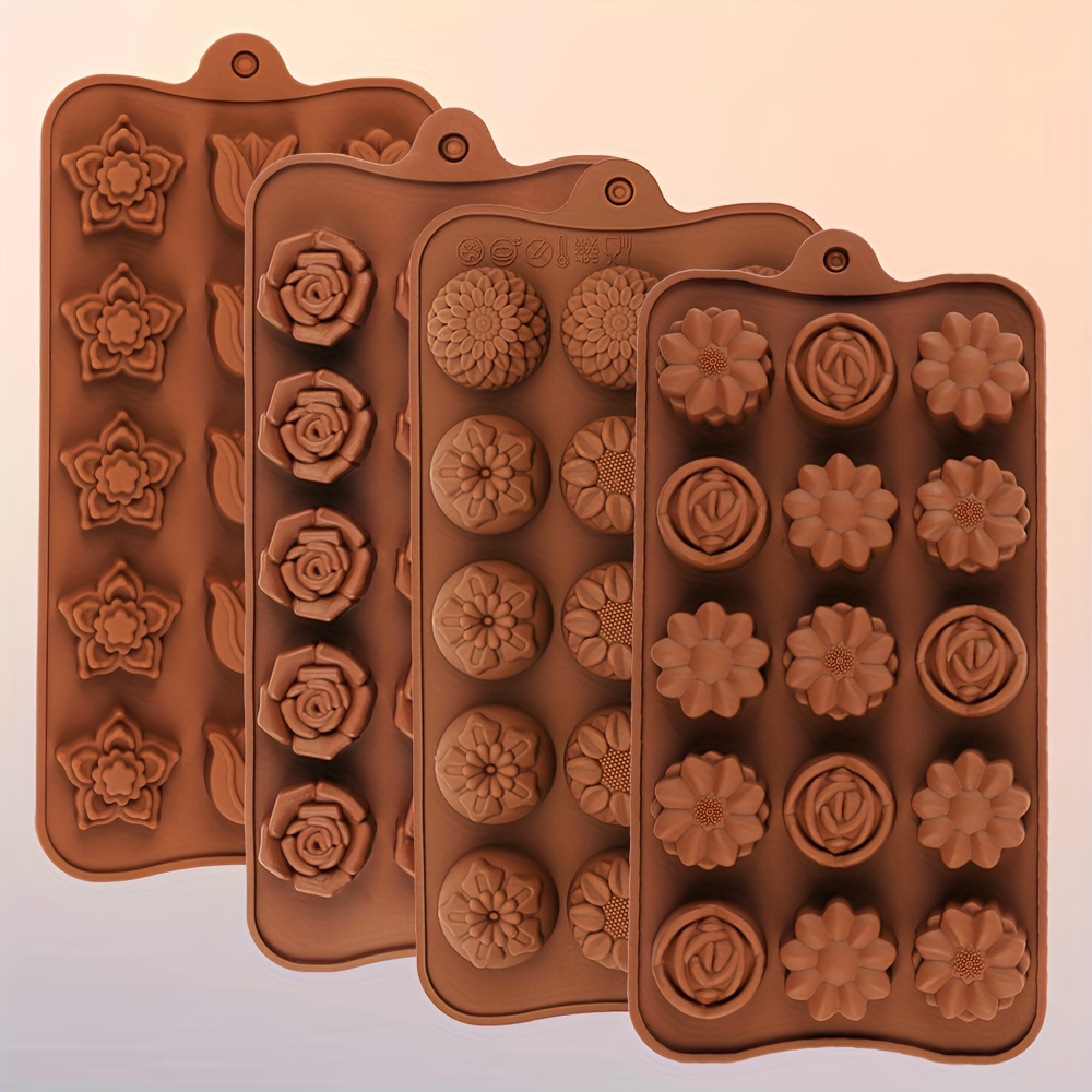 4 Flower-Shaped Chocolate Cand - Kitchen Baking Molds reseña y precio