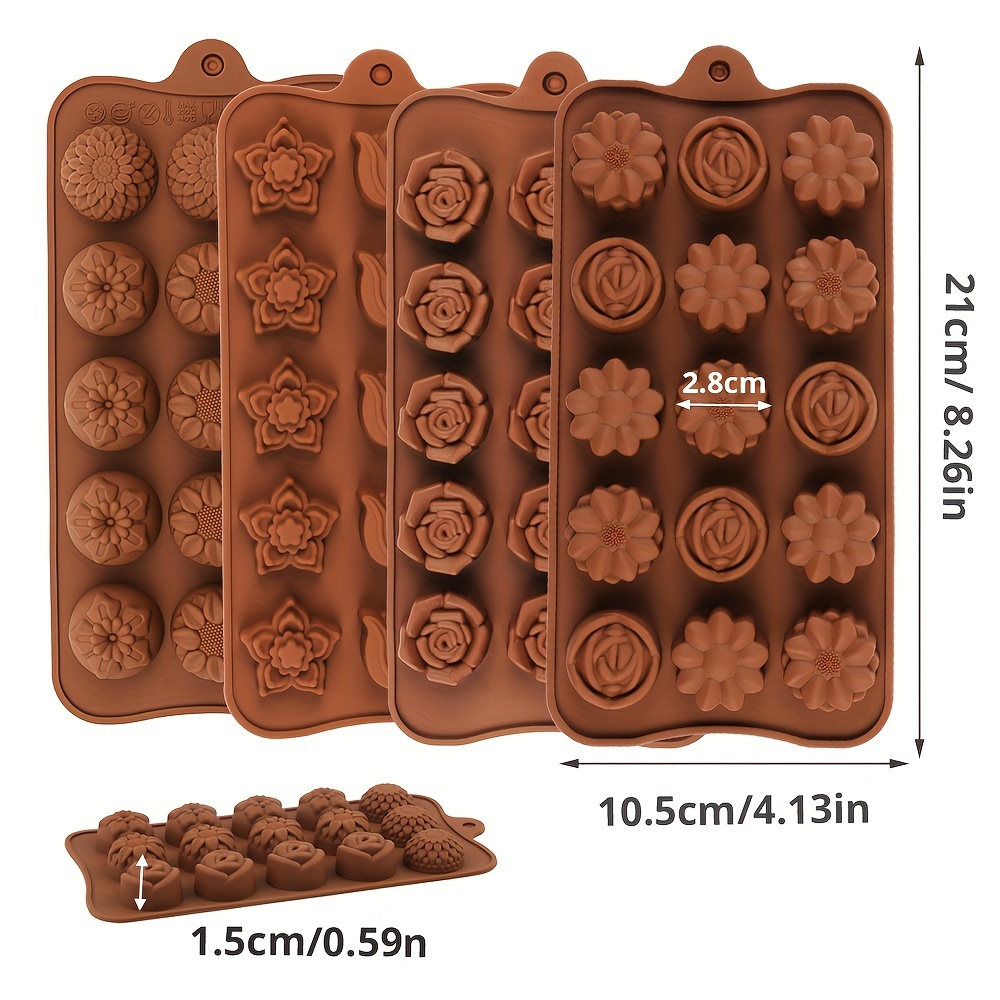 4 Flower-Shaped Chocolate Cand - Kitchen Baking Molds reseña y precio