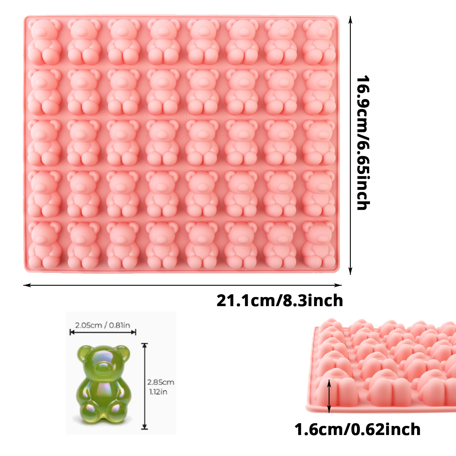 40-Cavity Bear-Shaped Silicone - Kitchen Baking Molds reseña y precio