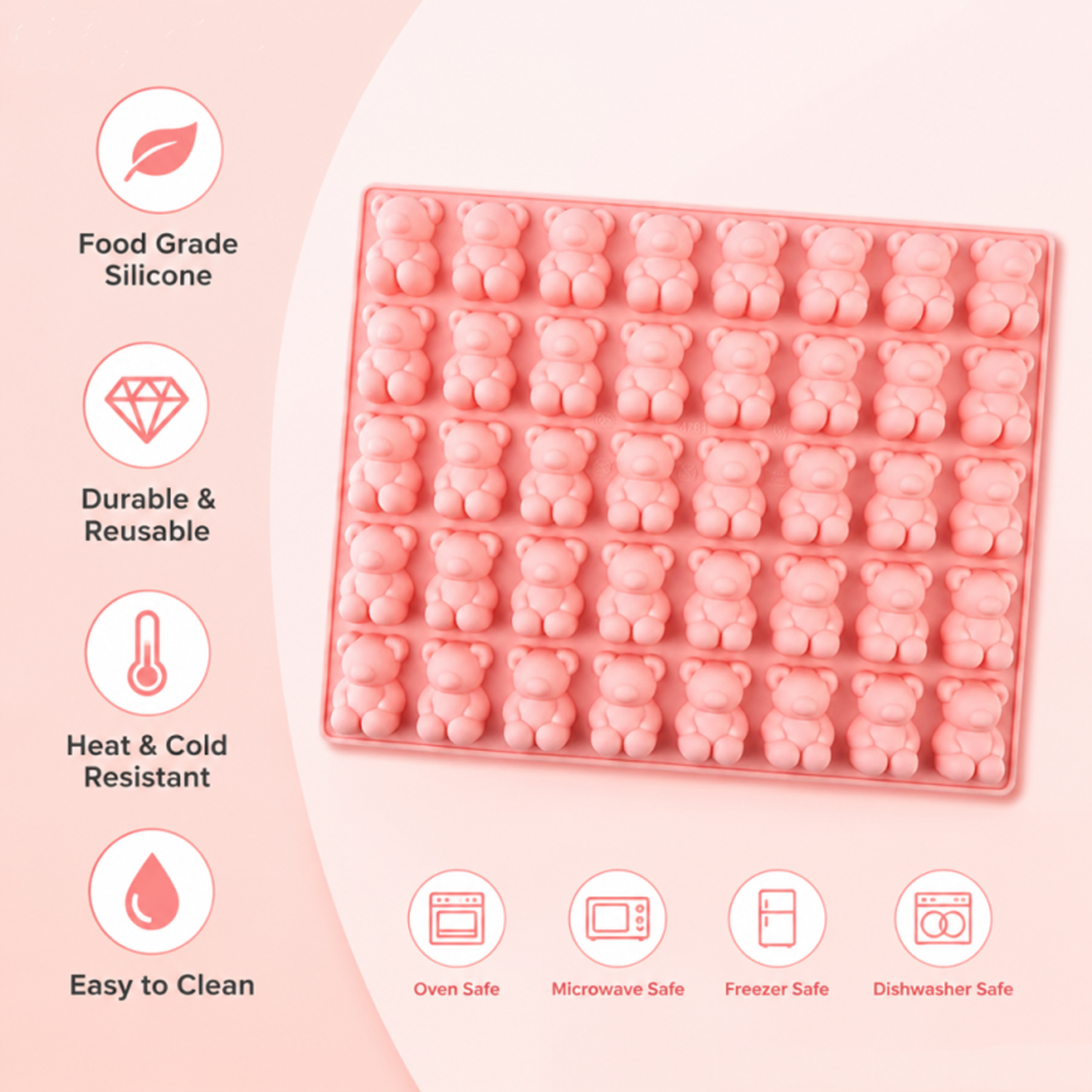 40-Cavity Bear-Shaped Silicone - Kitchen Baking Molds reseña y precio