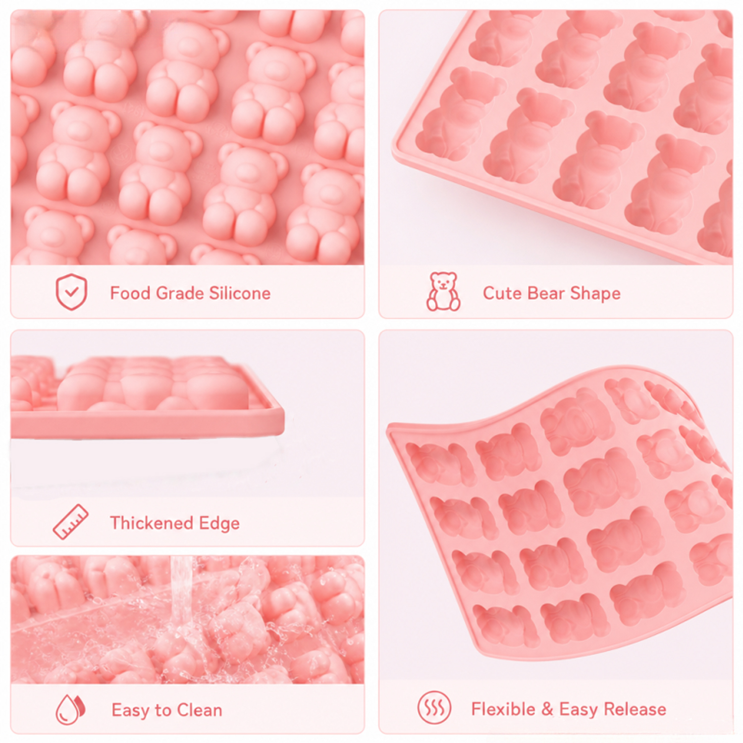 40-Cavity Bear-Shaped Silicone - Kitchen Baking Molds reseña y precio