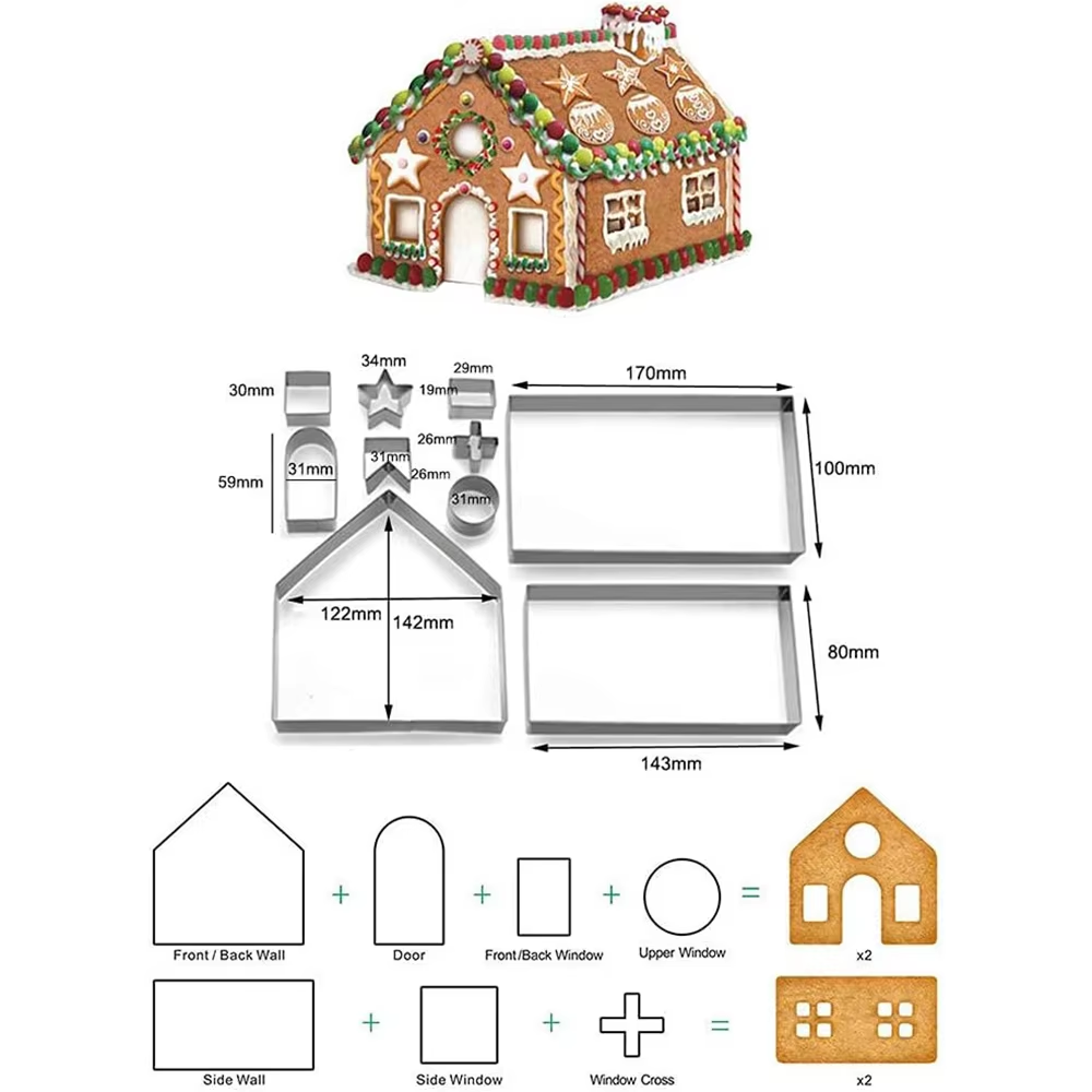 10Pcs Gingerbread House Cookie - Kitchen And Baking Equipment reseña y precio