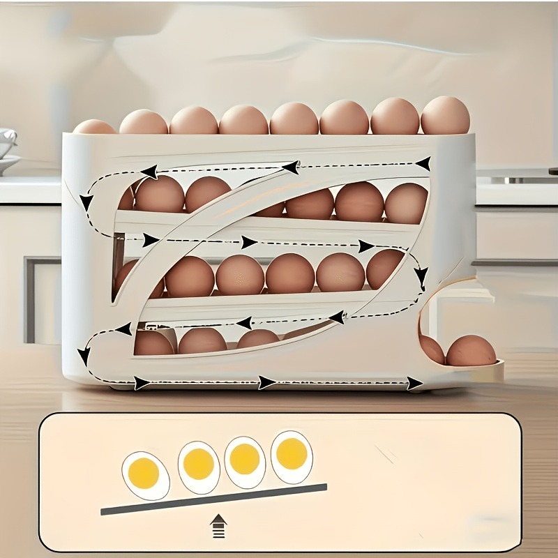 1Pcs Auto Rolling Egg Dispense - Kitchen Baking Tray Storage reseña y precio