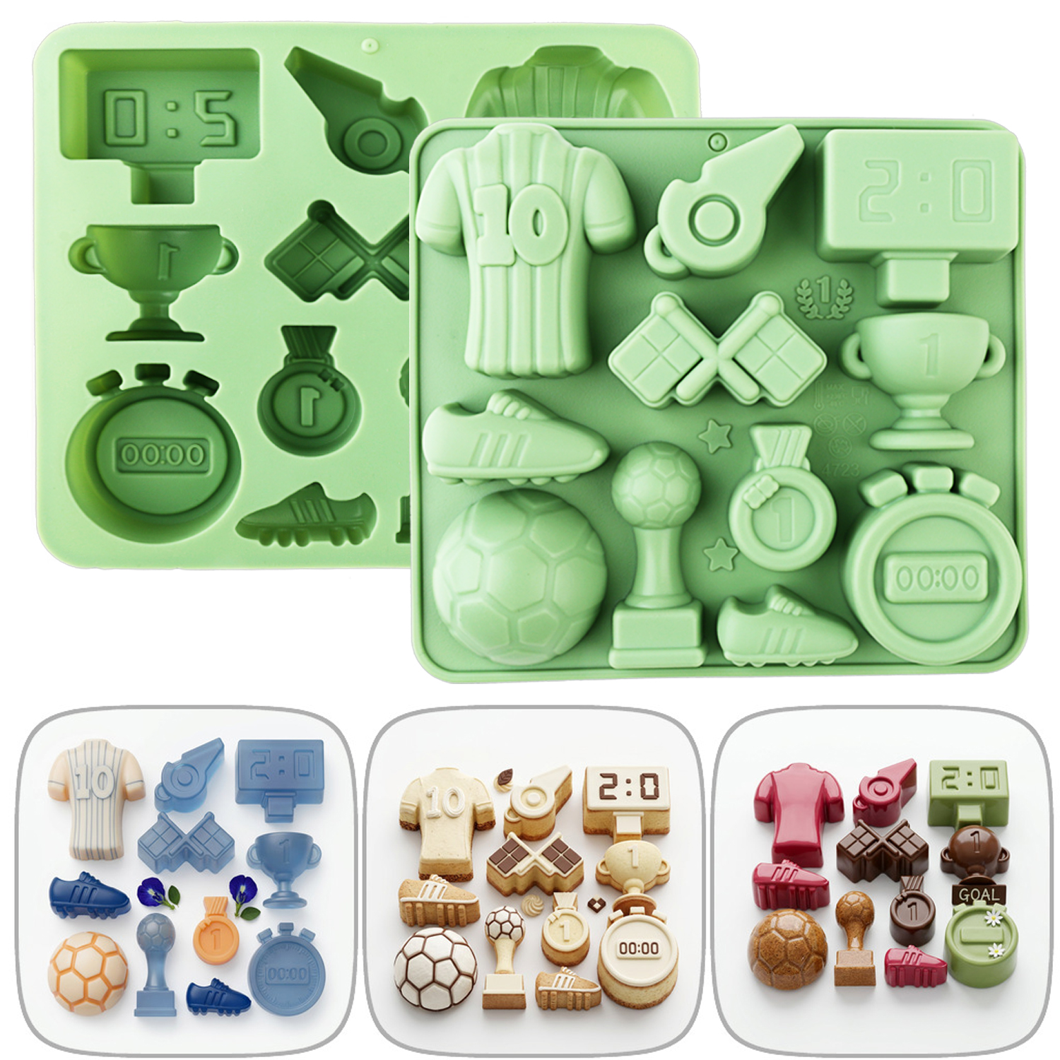 1 Green Football-Themed Silico - Kitchen Baking Molds reseña y precio