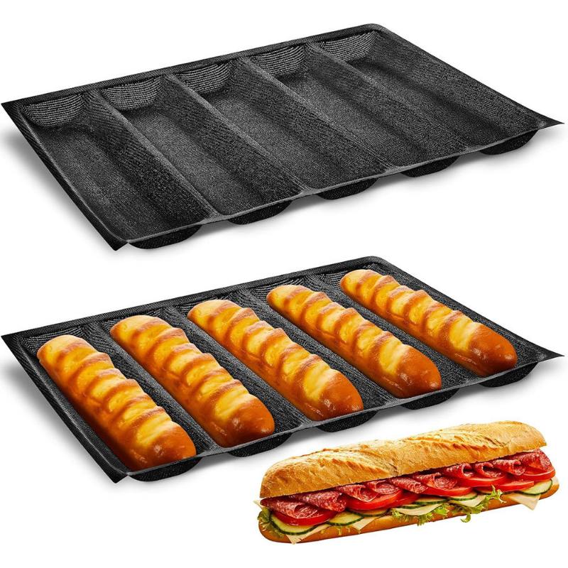 5 Cavity Hoagie Rolls Pan Nons - Kitchen Essentials Baking Tray reseña y precio