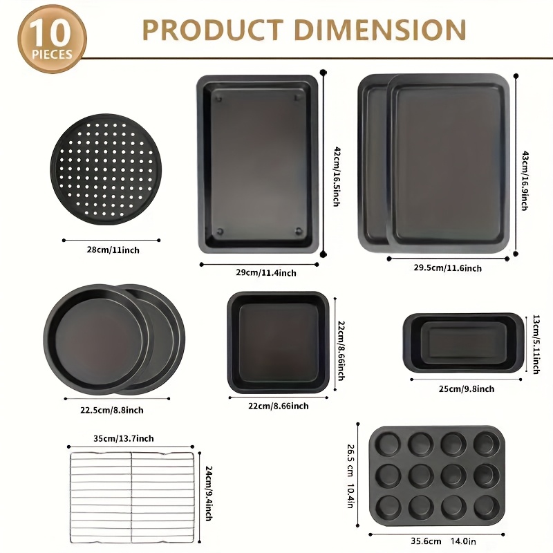 Set of 10 Baking Trays, Featur - Kitchen Essentials Baking Tray reseña y precio