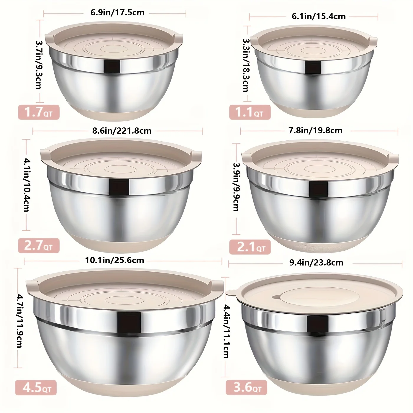 Set of Mixing Bowls Made of St - Kitchen Baking Supplies reseña y precio