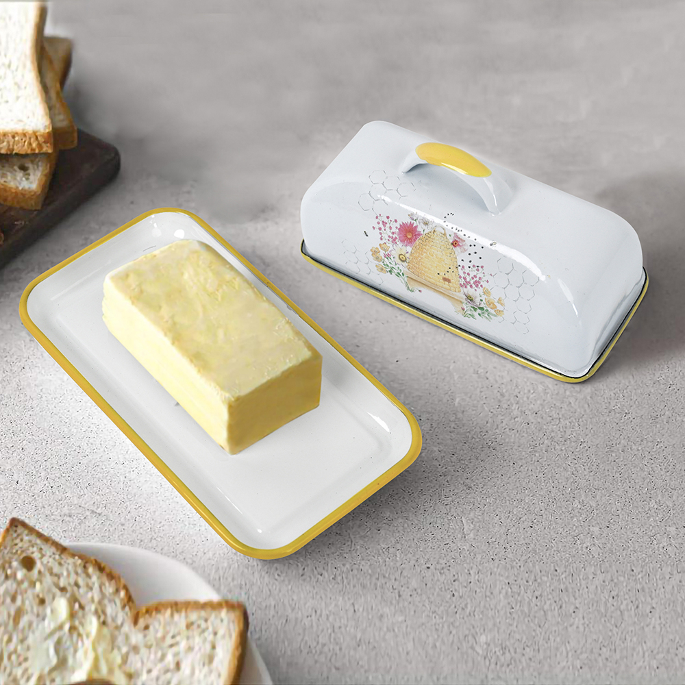 Menschy Enamel Butter Dish Che - Kitchen Baking Tray Storage reseña y precio