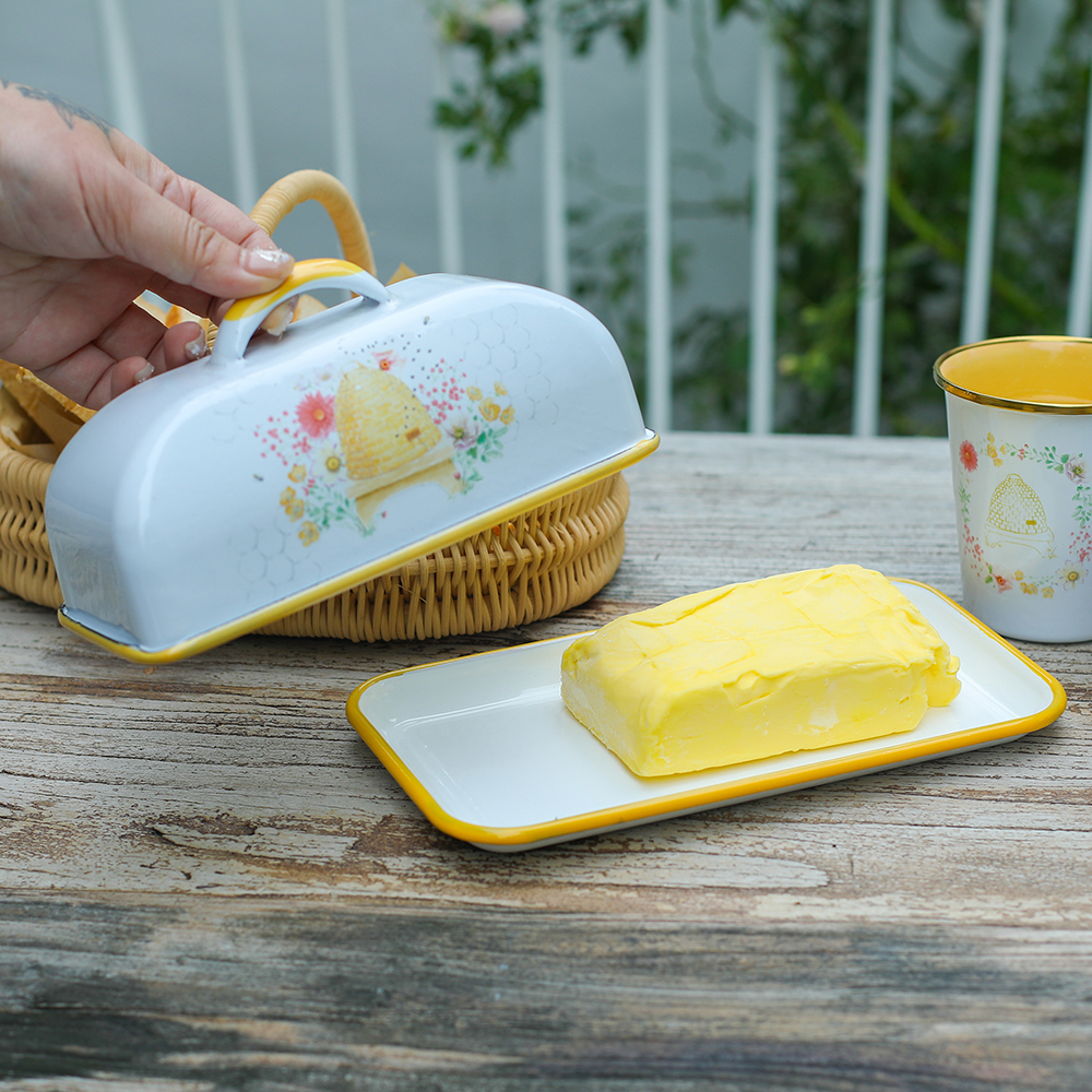 Menschy Enamel Butter Dish Che - Kitchen Baking Tray Storage reseña y precio