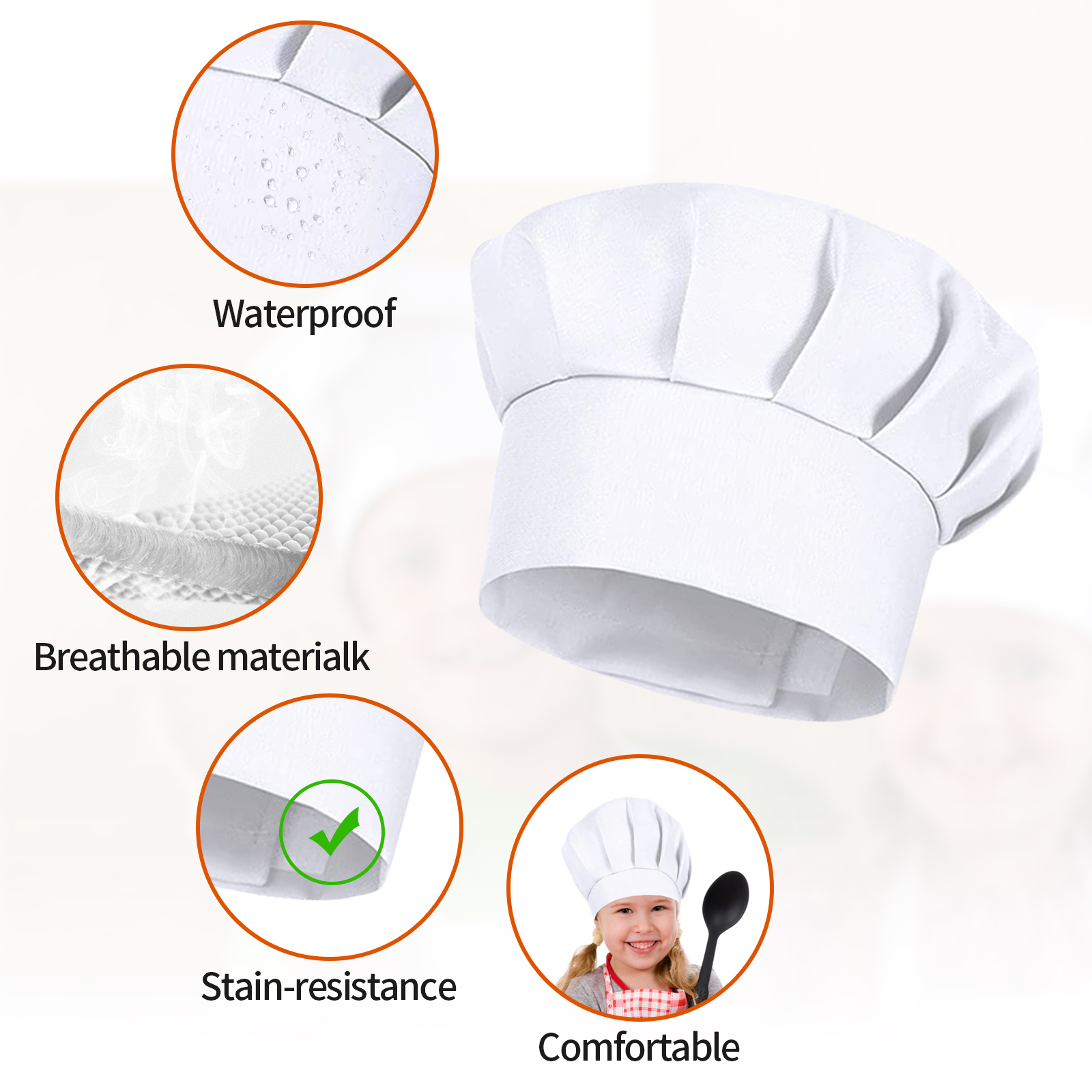 4PCS White Party Cap Hat Costu - Kitchen Baker reseña y precio